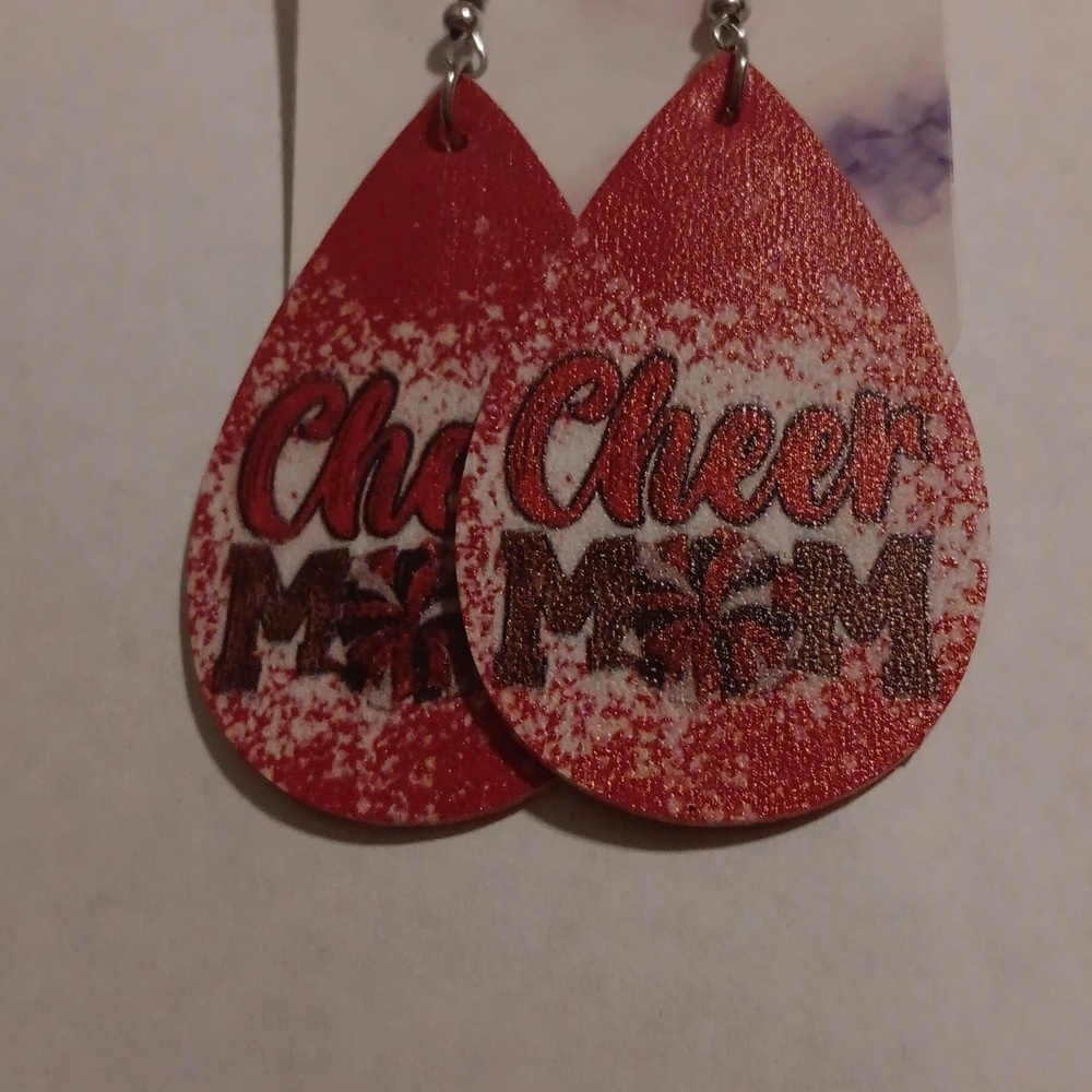 Cheer mom tear drop earrings